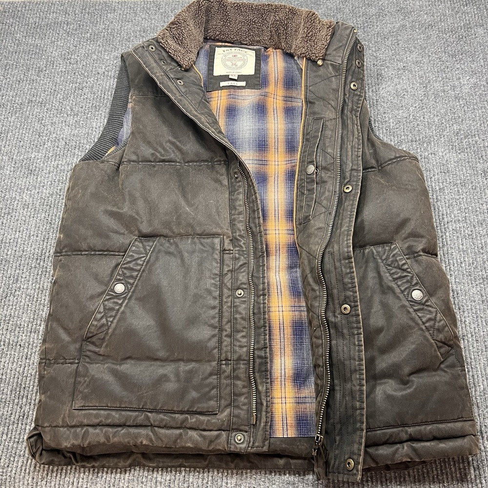Fat Face Waxed Vest Jacket Men's XL Tall Dark Brown‎ UK Barn Chore Field Flannel